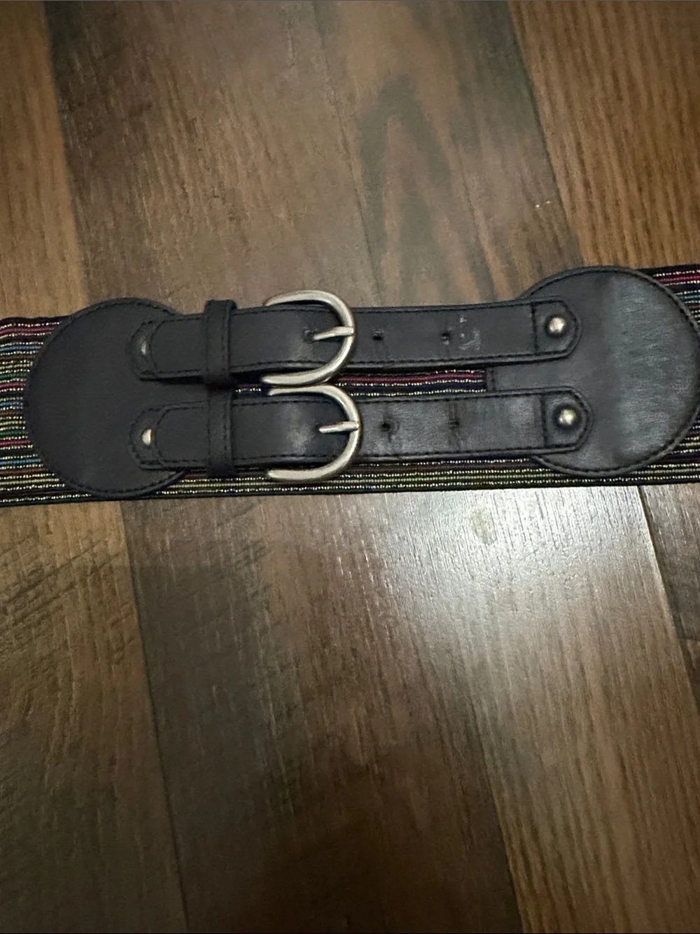 Target Stretch Multicolor Striped Elastic Waist Belt with Double Buckle XL